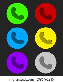 Set the phone flat icons on a black background, vector illustration