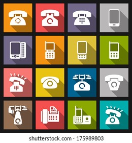 Set phone icon on white background. Vector.