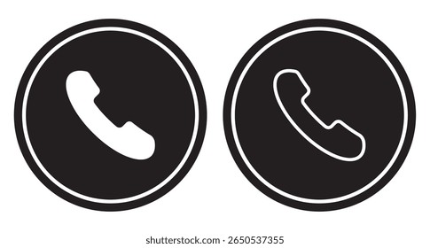 Set of phone icon variations in different styles, phone icon set, call icons, black and white, phone call icon, Vector illustration. EPS 10.
