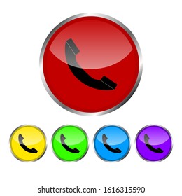 Set of phone icons in the form of a button with a flare for your design, phone tube icon, vector illustration