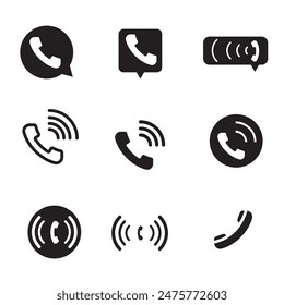 Conjunto de iconos de teléfono aislados sobre fondo blanco. símbolo de teléfono de colección