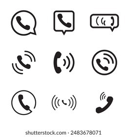 Set of phone icons isolated on white background. Collection telephone symbol
