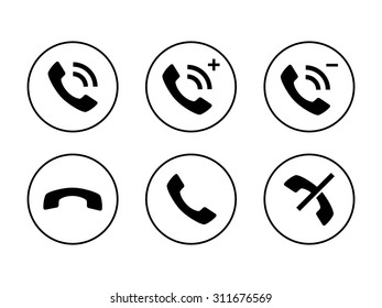 Set of phone icons, isolated on white background