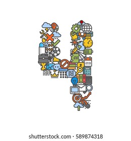 A set of phone icons shaped as four number. Vector illustration