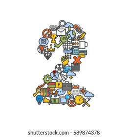 A set of phone icons shaped as two number. Vector illustration
