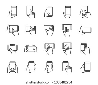 set of phone icons, such as hand, app, phone, tap, touch, laptop, computer