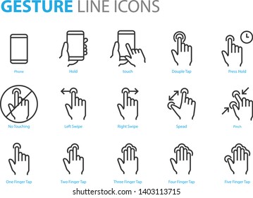 Set Of Phone Icons, Such As Hand, App, Phone, Tap, Touch, Laptop, Computer