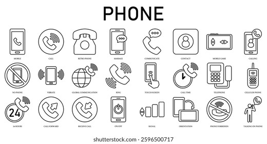 Set of Phone Icons or symbols Vector fully editable file.