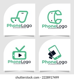set of phone logo vector design template