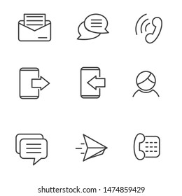 Set of phone, messaging and chat icon related with simple line design suitable for interface or modern graphic design.