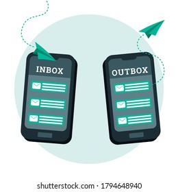 Telefonset mit Papierflugzeug und E-Mail-Benachrichtigung, kann verwendet werden, um Poster zu erstellen