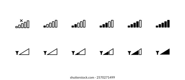 Set of phone signal icon symbol on white background