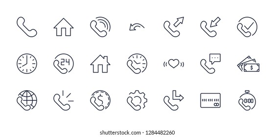 Set of phone vector line icons. It contains the symbols of incom