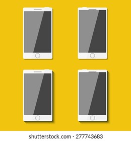 Set of phones in flat style with shadows. Vector illustration