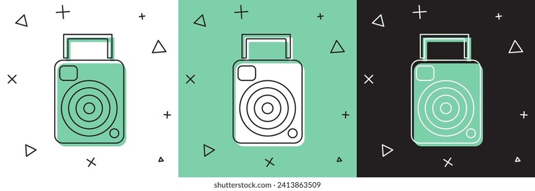 Set Photo camera icon isolated on white and green, black background. Foto camera icon.  Vector Illustration