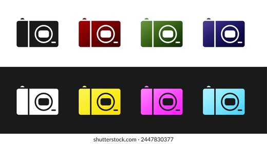 Set Photo camera icon isolated on black and white background. Foto camera icon.  Vector