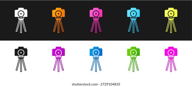 Set Foto-Kamera-Symbol einzeln auf schwarz-weißem Hintergrund. Fotokamera. Digitale Fotografie.  Vektorgrafik