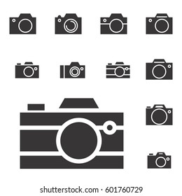 Set of Photo Camera Icon or Snapshot Sign Isolated. Digital Photography Logo Collection for Web, Design, Advertising, Printing
