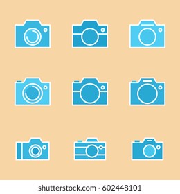 Set of Photo Camera Icon or Snapshot Sign Isolated. Digital Photography Logo Collection for Web, Design, Advertising, Printing