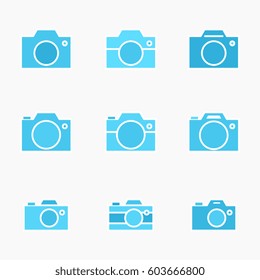 Set of Photo Camera Icon or Snapshot Sign Isolated. Digital Photography Logo Collection for Web, Design, Advertising, Printing