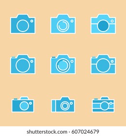 Set of Photo Camera Icon or Snapshot Sign Isolated. Digital Photography Logo Collection for Web, Design, Advertising, Printing