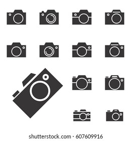 Set of Photo Camera Icon or Snapshot Sign Isolated. Digital Photography Logo Collection for Web, Design, Advertising, Printing