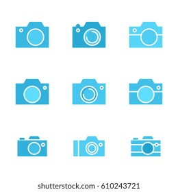 Set of Photo Camera Icon or Snapshot Sign Isolated. Digital Photography Logo Collection for Web, Design, Advertising, Printing