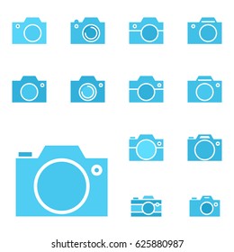 Set of Photo Camera Icon or Snapshot Sign Isolated. Digital Photography Logo Collection for Web, Design, Advertising, Printing