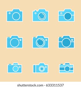 Set of Photo Camera Icon or Snapshot Sign Isolated. Digital Photography Logo Collection for Web, Design, Advertising, Printing