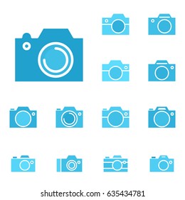 Set of Photo Camera Icon or Snapshot Sign Isolated. Digital Photography Logo Collection for Web, Design, Advertising, Printing