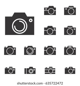 Set of Photo Camera Icon or Snapshot Sign Isolated. Digital Photography Logo Collection for Web, Design, Advertising, Printing