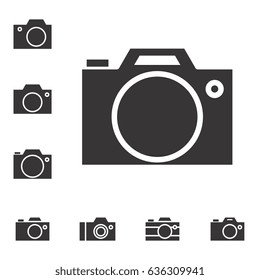 Set of Photo Camera Icon or Snapshot Sign Isolated. Digital Photography Logo Collection for Web, Design, Advertising, Printing