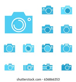 Set of Photo Camera Icon or Snapshot Sign Isolated. Digital Photography Logo Collection for Web, Design, Advertising, Printing