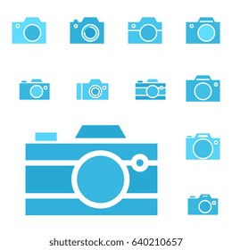 Set of Photo Camera Icon or Snapshot Sign Isolated. Digital Photography Logo Collection for Web, Design, Advertising, Printing