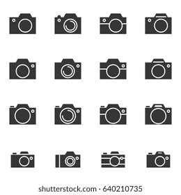 Set of Photo Camera Icon or Snapshot Sign Isolated. Digital Photography Logo Collection for Web, Design, Advertising, Printing