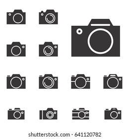Set of Photo Camera Icon or Snapshot Sign Isolated. Digital Photography Logo Collection for Web, Design, Advertising, Printing