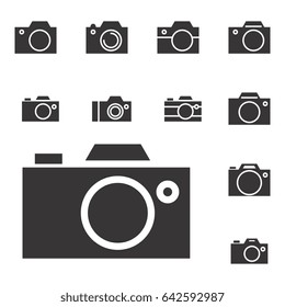 Set of Photo Camera Icon or Snapshot Sign Isolated. Digital Photography Logo Collection for Web, Design, Advertising, Printing