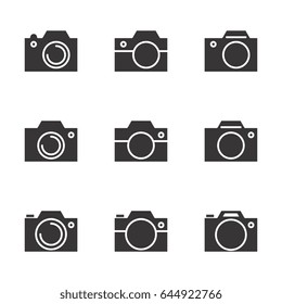 Set of Photo Camera Icon or Snapshot Sign Isolated. Digital Photography Logo Collection for Web, Design, Advertising, Printing