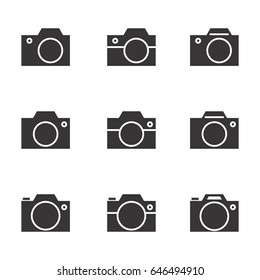 Set of Photo Camera Icon or Snapshot Sign Isolated. Digital Photography Logo Collection for Web, Design, Advertising, Printing