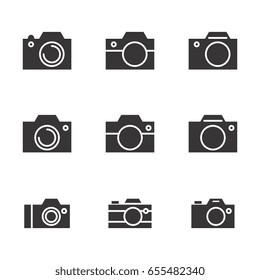 Set of Photo Camera Icon or Snapshot Sign Isolated. Digital Photography Logo Collection for Web, Design, Advertising, Printing
