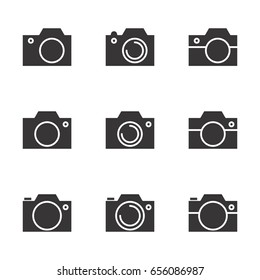 Set of Photo Camera Icon or Snapshot Sign Isolated. Digital Photography Logo Collection for Web, Design, Advertising, Printing