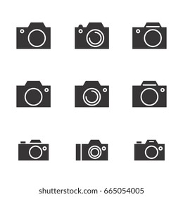 Set of Photo Camera Icon or Snapshot Sign Isolated. Digital Photography Logo Collection for Web, Design, Advertising, Printing