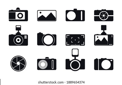 Set Of Photo Camera Icons. Photo And Image Icons. Flash Camera. Vector Icon