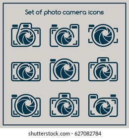 Set of photo camera logos, labels, badges and design elements. Useful for professional photography studio.