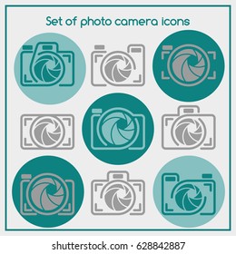 Set of photo camera logos, labels, badges and design elements. Useful for professional photography studio.