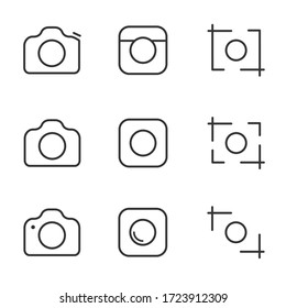 Set of Photo Camera Related Vector Line Icons. Editable Stroke, line icon. Collection of high quality camera photo icons. Camera Photography. Camera Shutter icon set. Illustration instagram vector