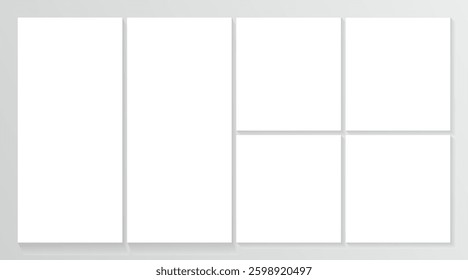 Set Photo collage frame template. Moodboard layout. Album brandboard. Photo montage design. Vector set editable