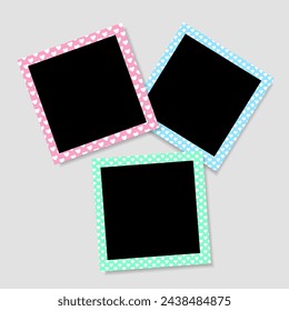 Set of photo frame mockup  scrapbook realistic with shadows on grey background. Vector illustration