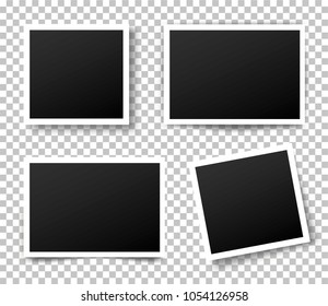 Set of photo frame. Retro Photo Frame Template for your photos. White plastic border on a transparent background. - stock vector.