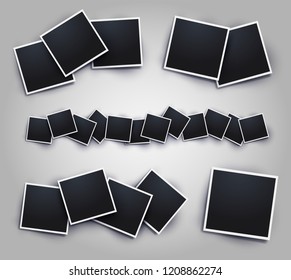 Set of Photo frame template with shadows on a white background. Vector illustration. Isolated on white background.